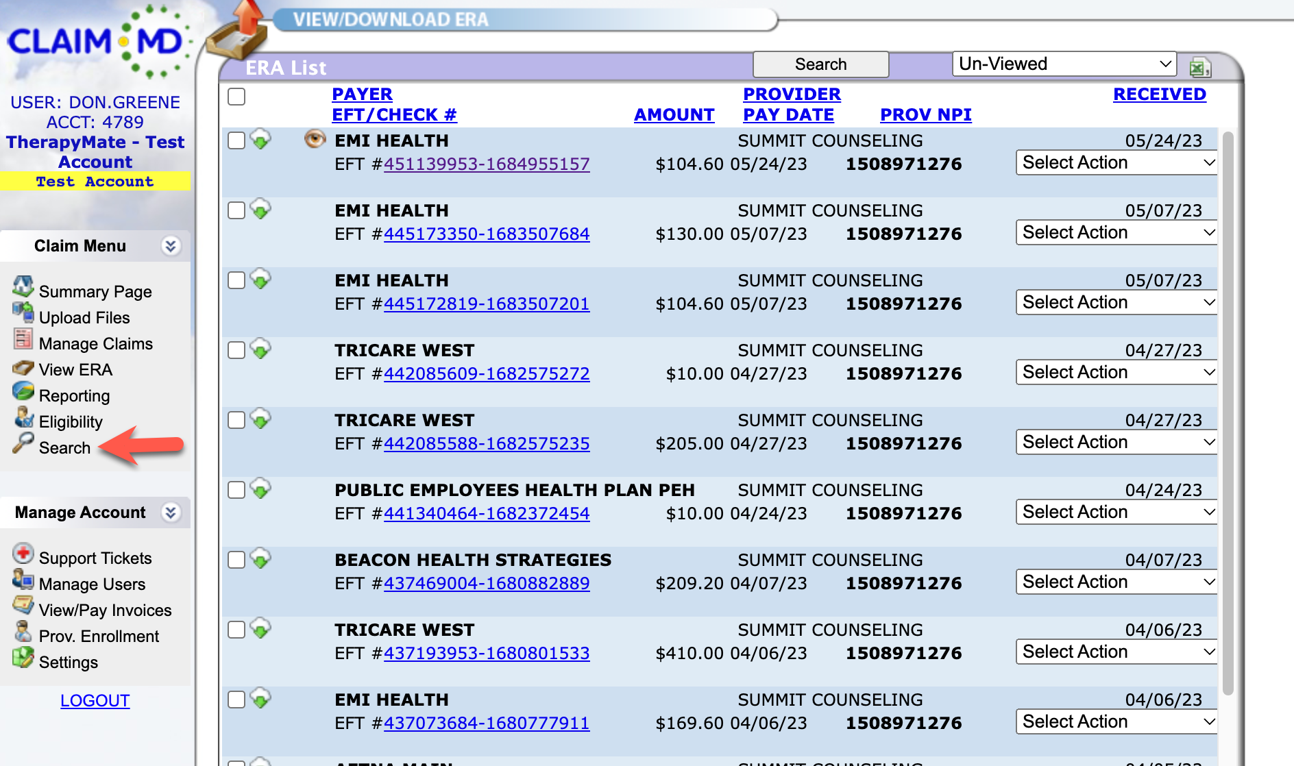 Receiving and viewing ERA (Electronic Remittance Advice) with Claim.MD