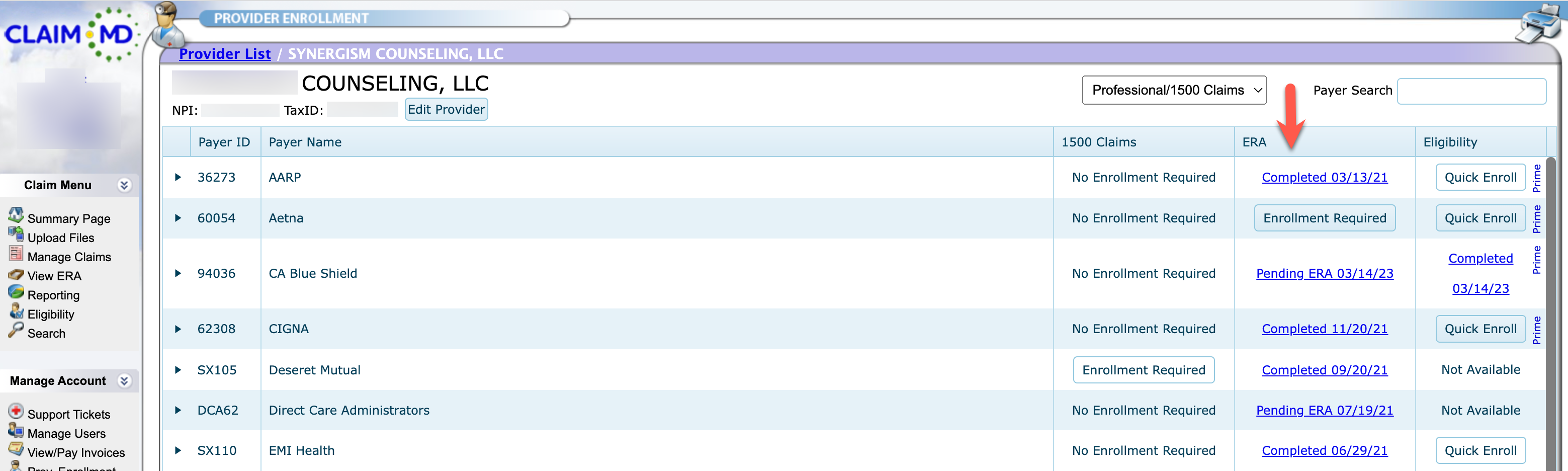 Receiving and viewing ERA (Electronic Remittance Advice) with Claim.MD
