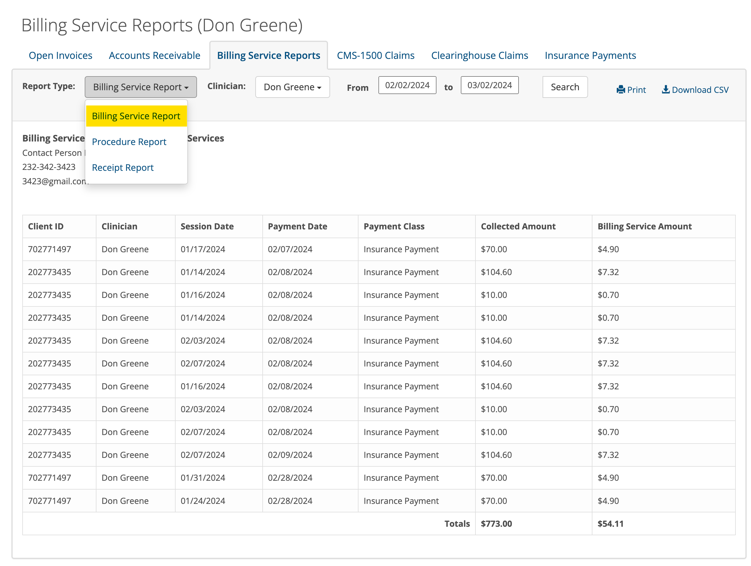 Billing service report dropdown.png
